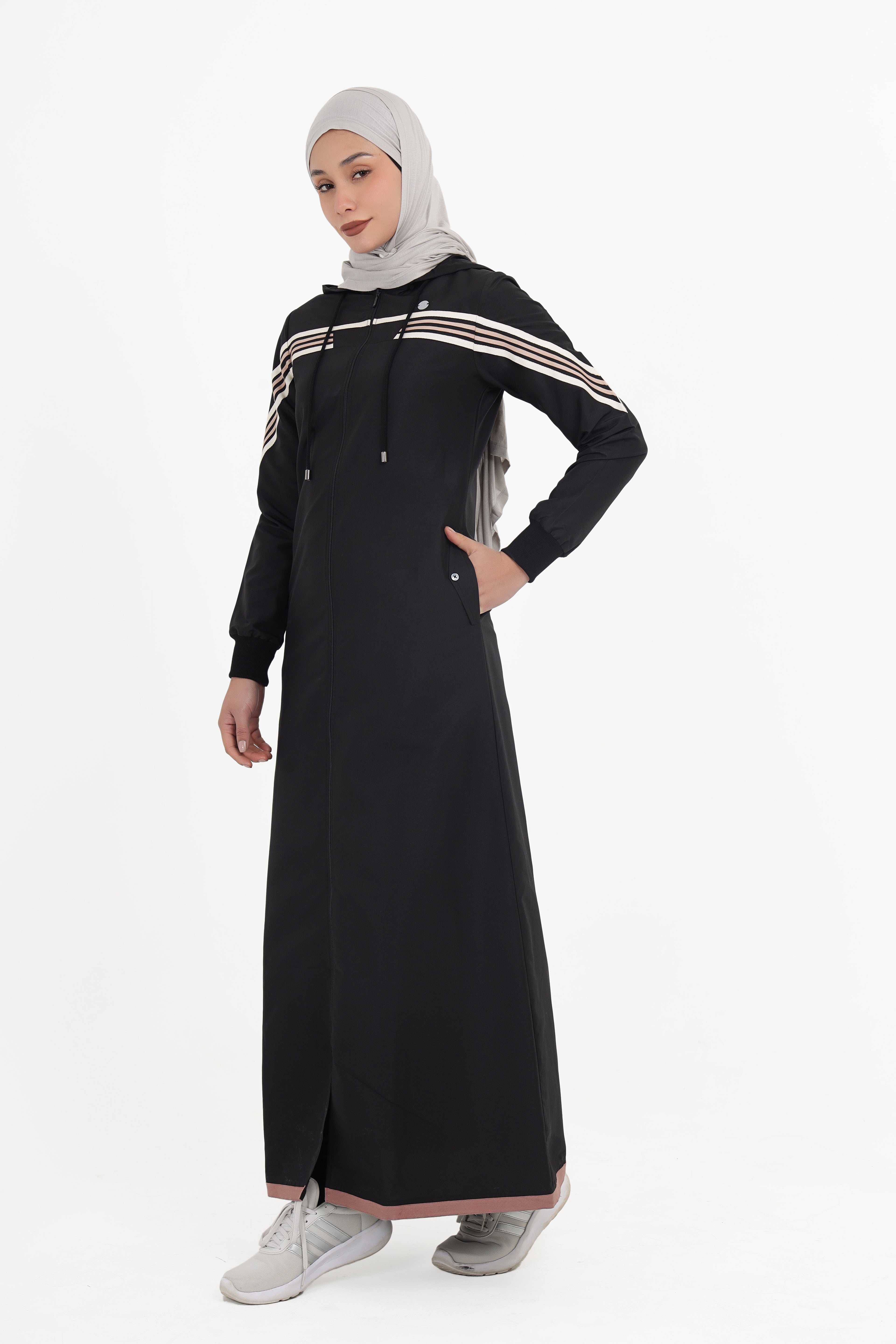Black Stripe Utility Jilbab