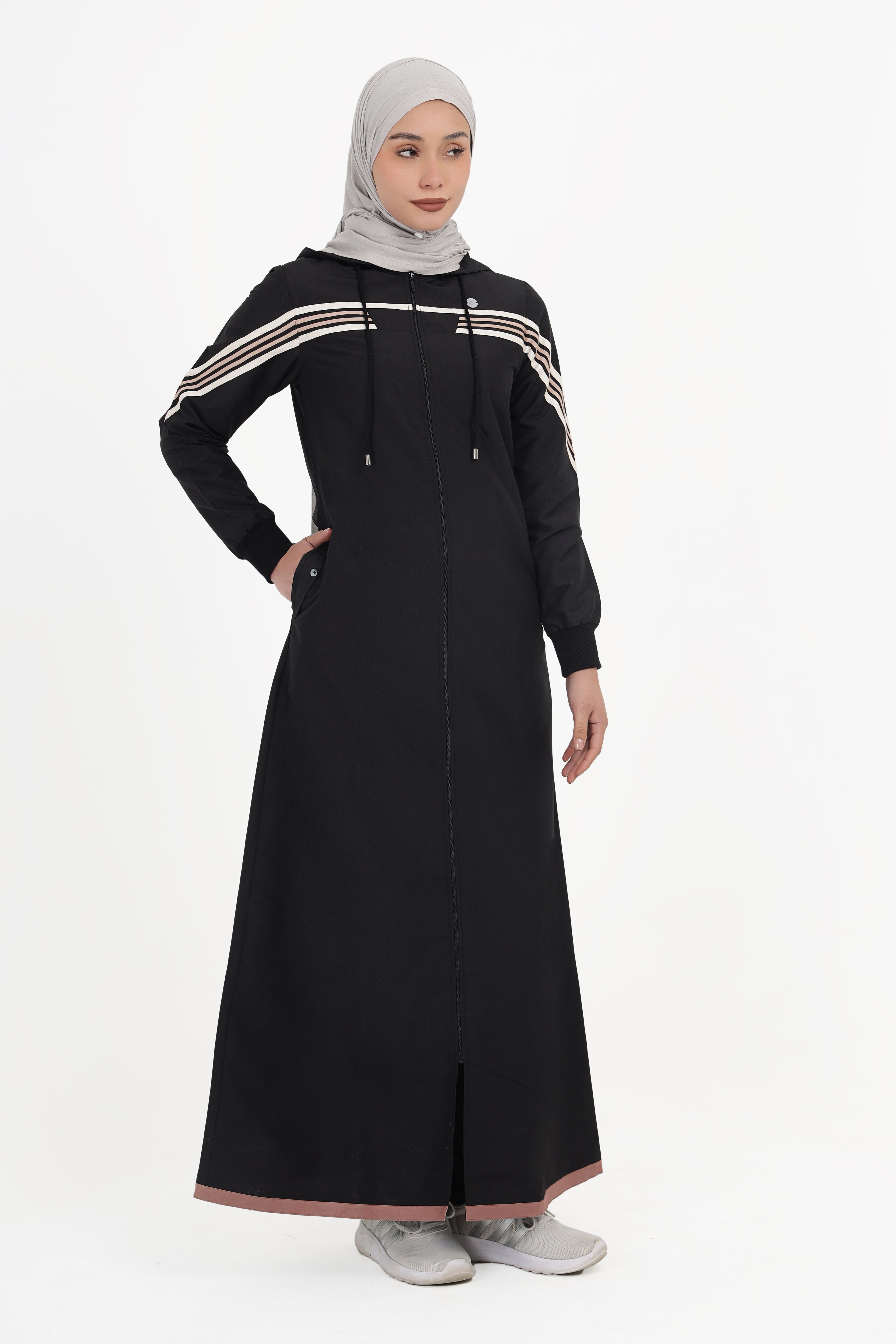 Black Stripe Utility Jilbab