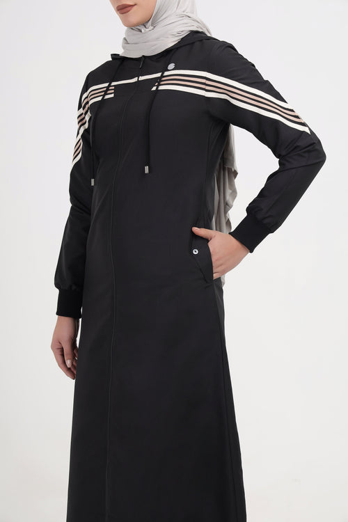 Black Stripe Utility Jilbab