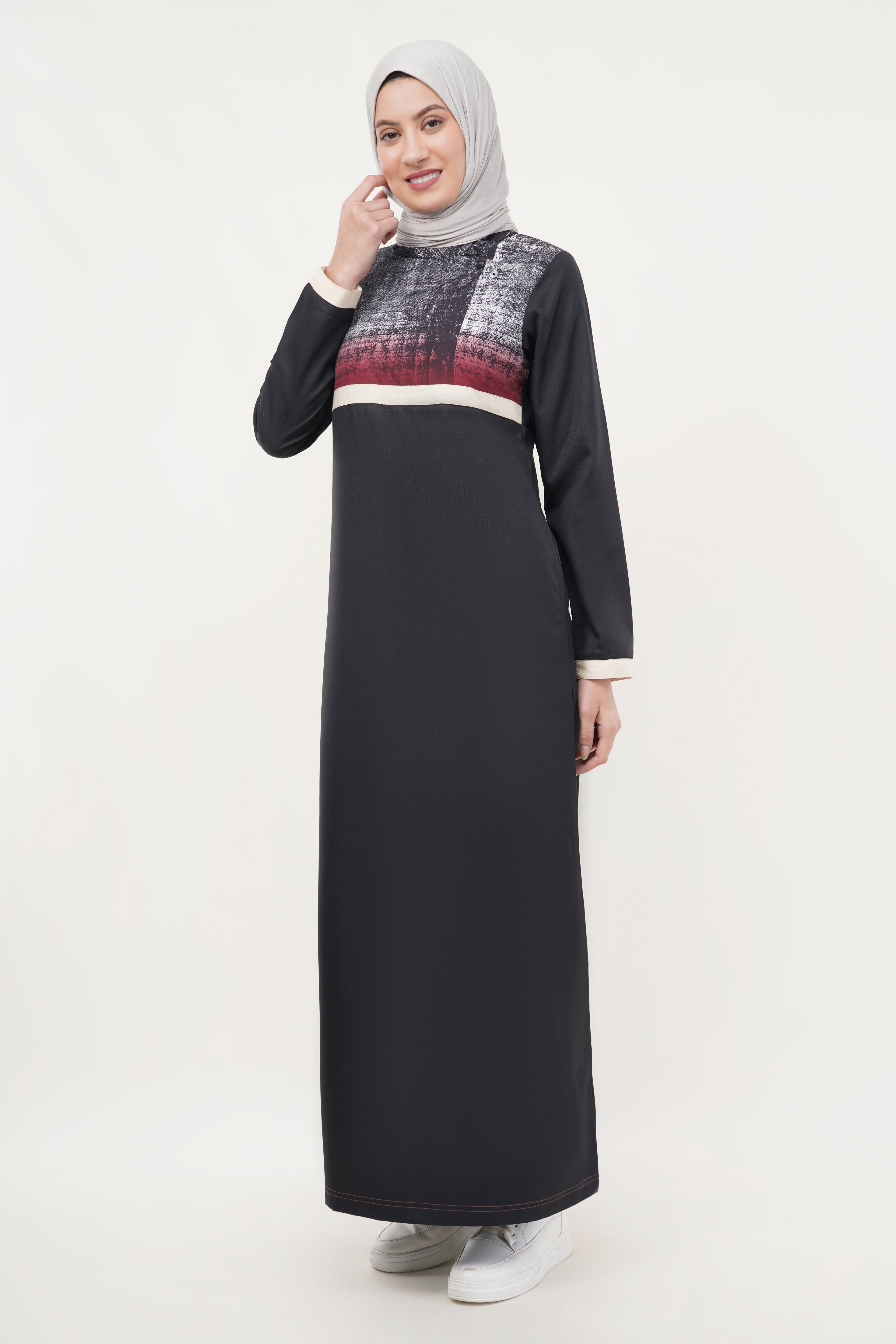 Chic Contrast Midnight Black Jilbab