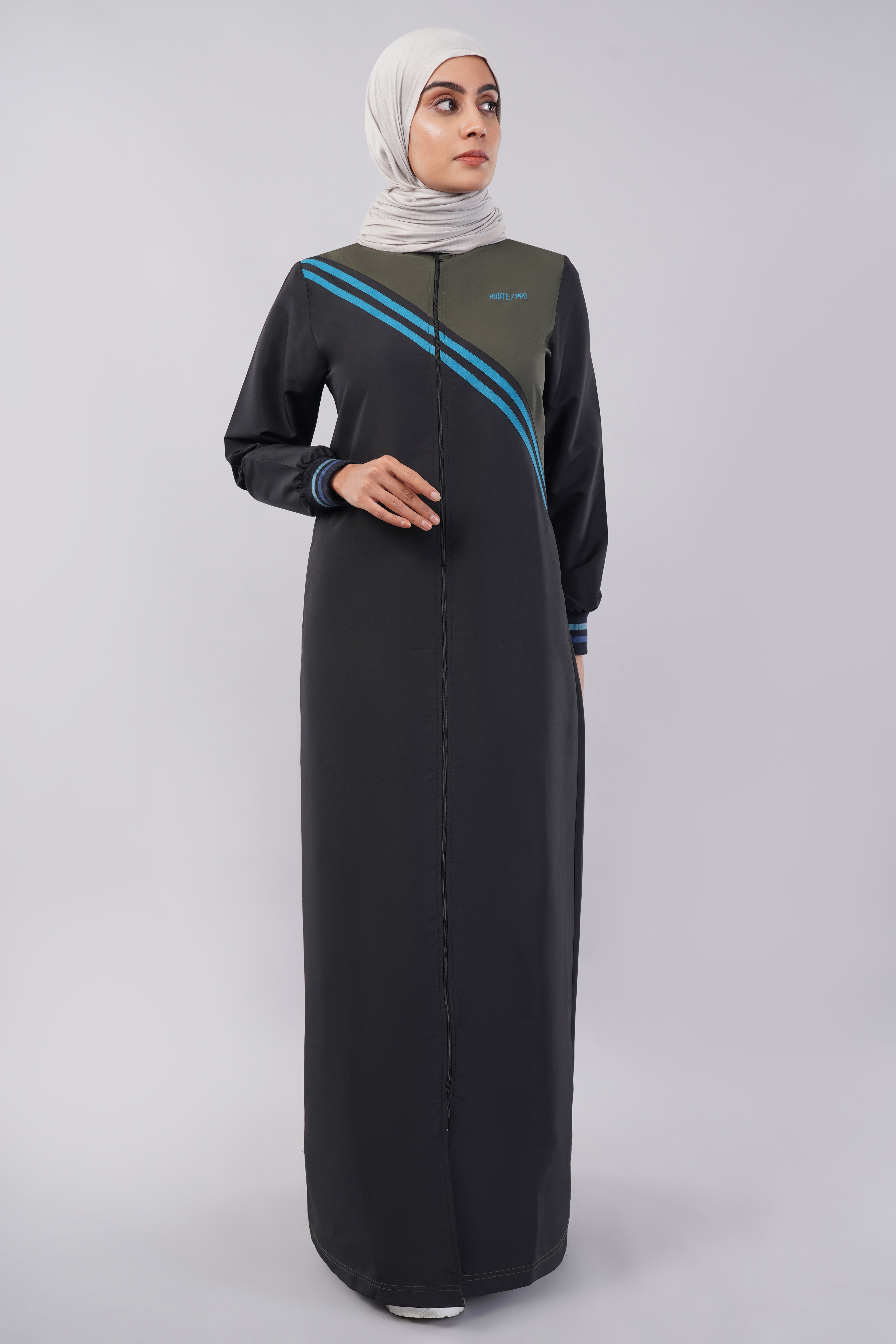 Midnight Contrast Full Front Open Jilbab