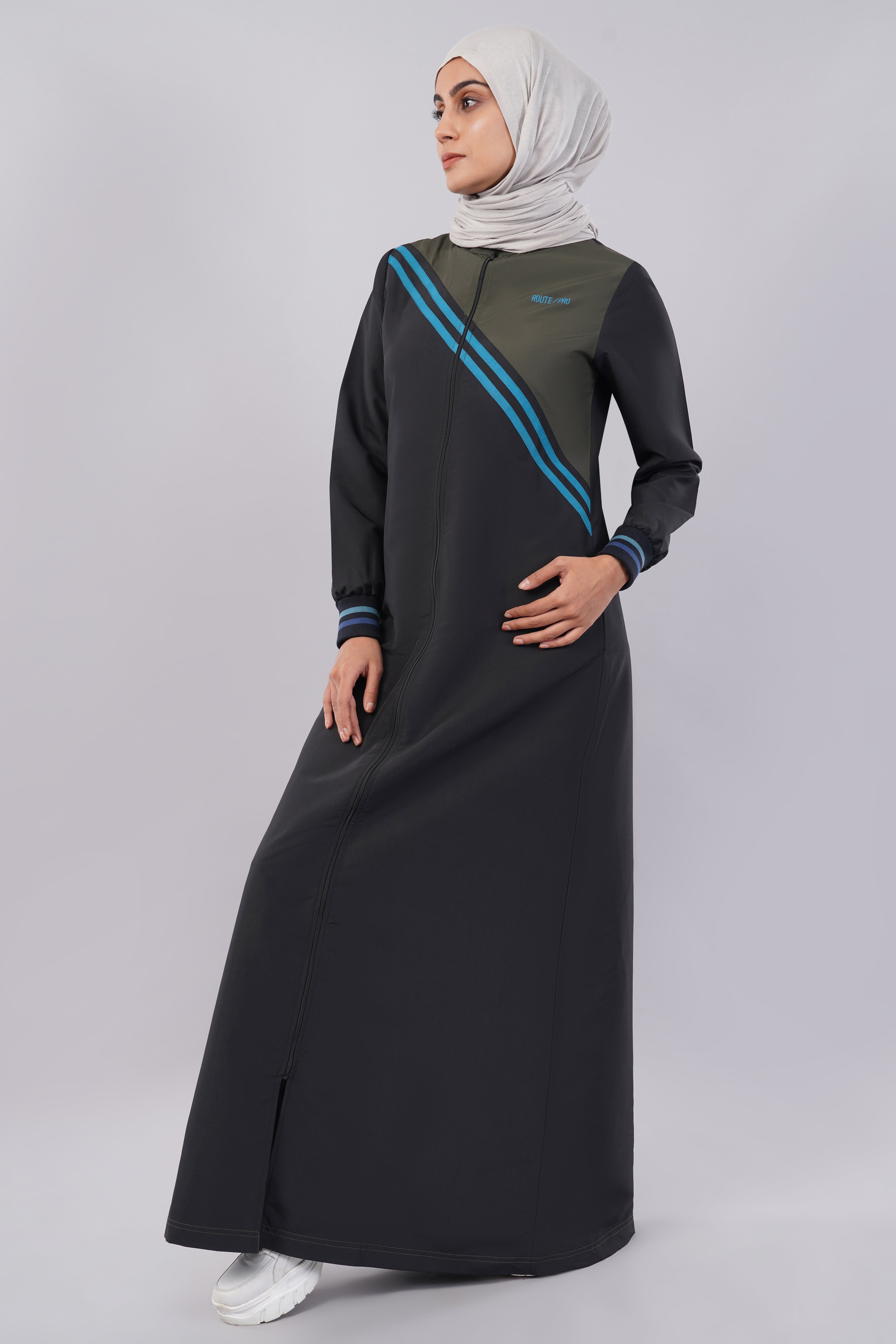 Midnight Contrast Full Front Open Jilbab
