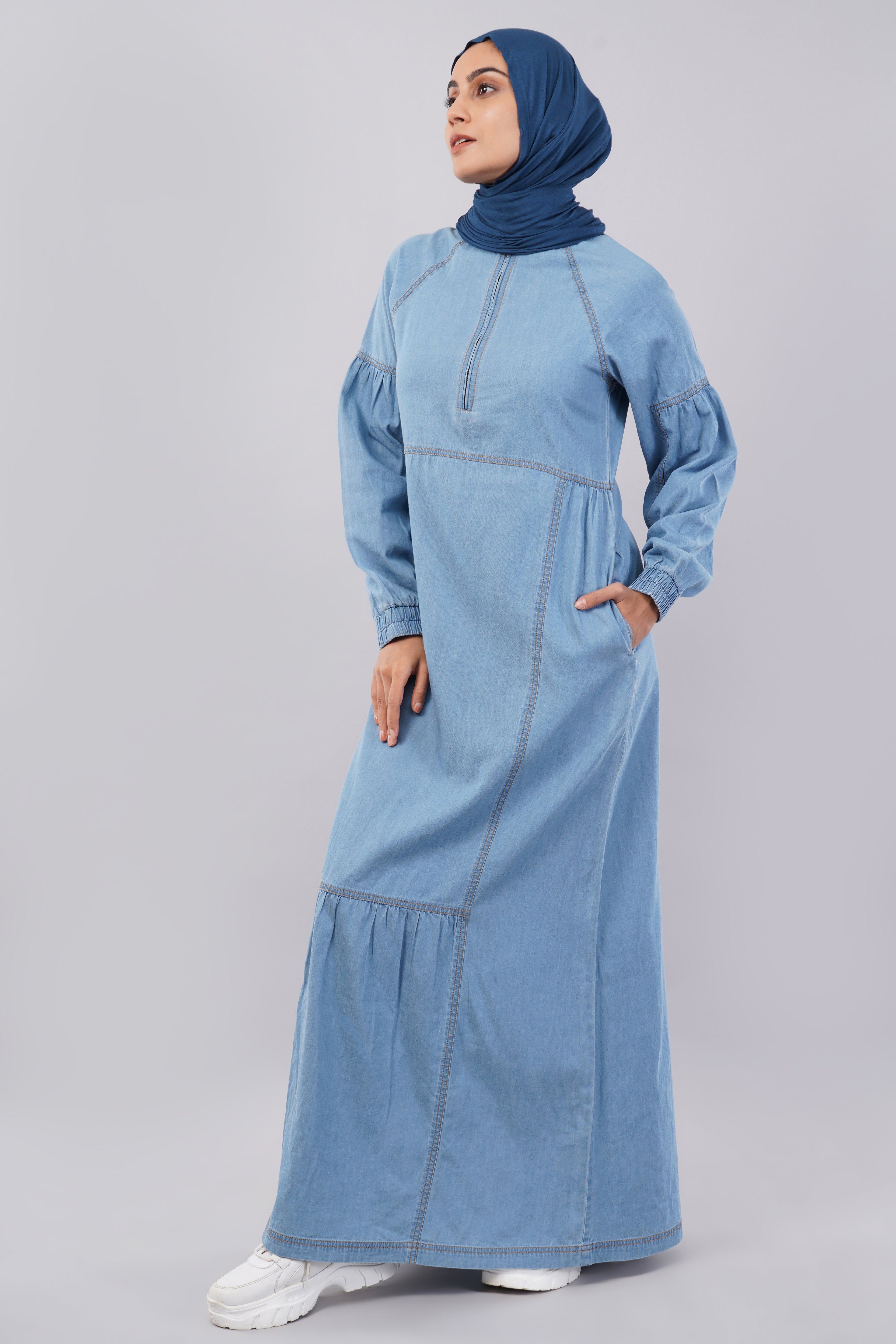 Ice Blue Denim Essential Jilbab