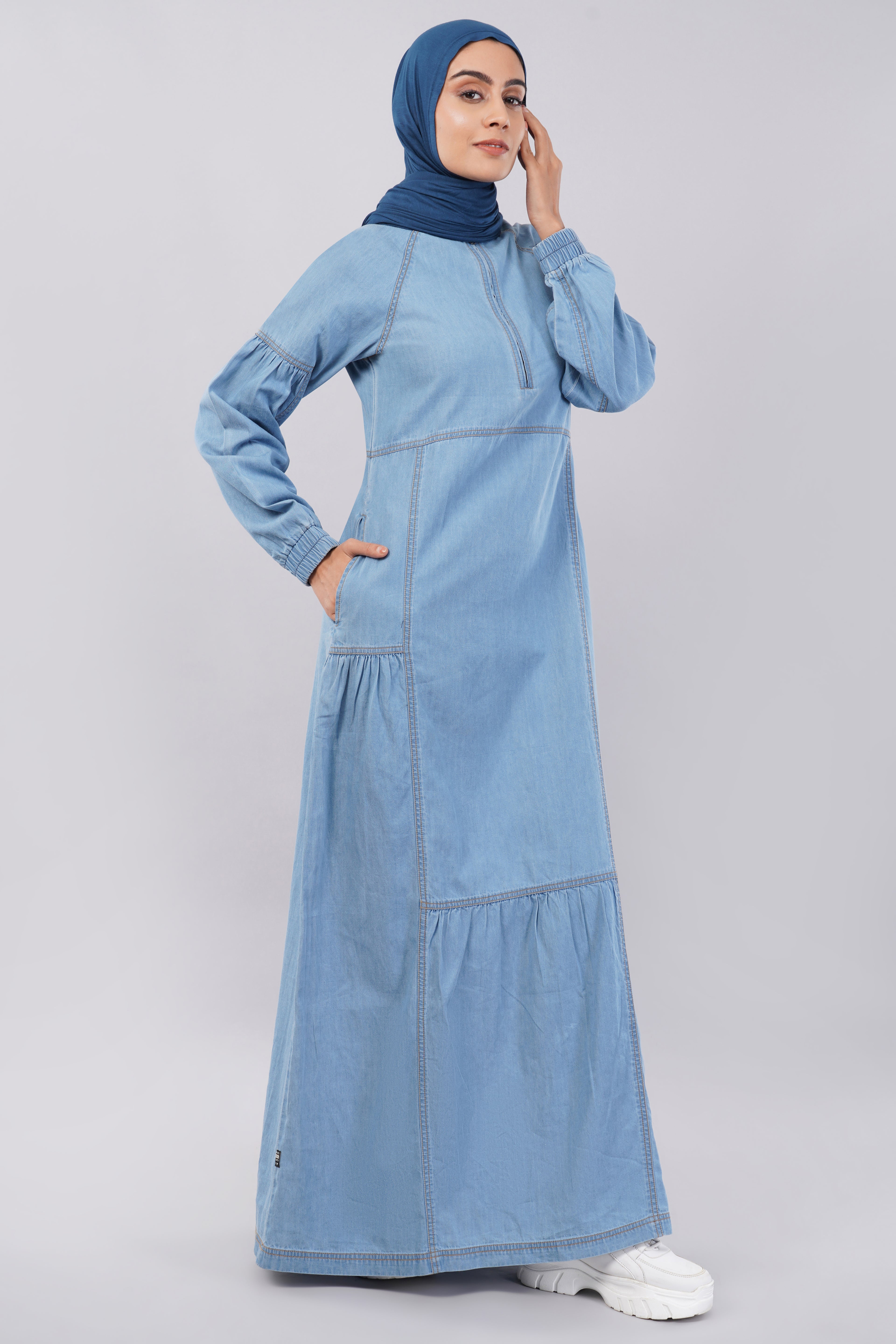 Ice Blue Denim Essential Jilbab